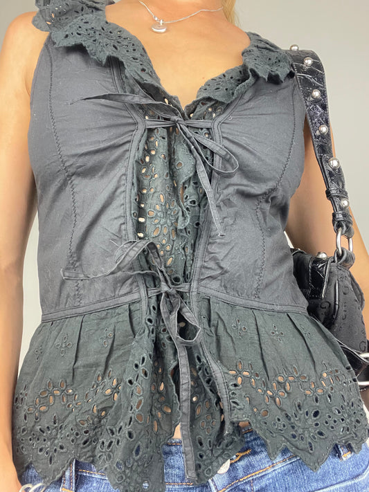 Black Tie Lacey Vest