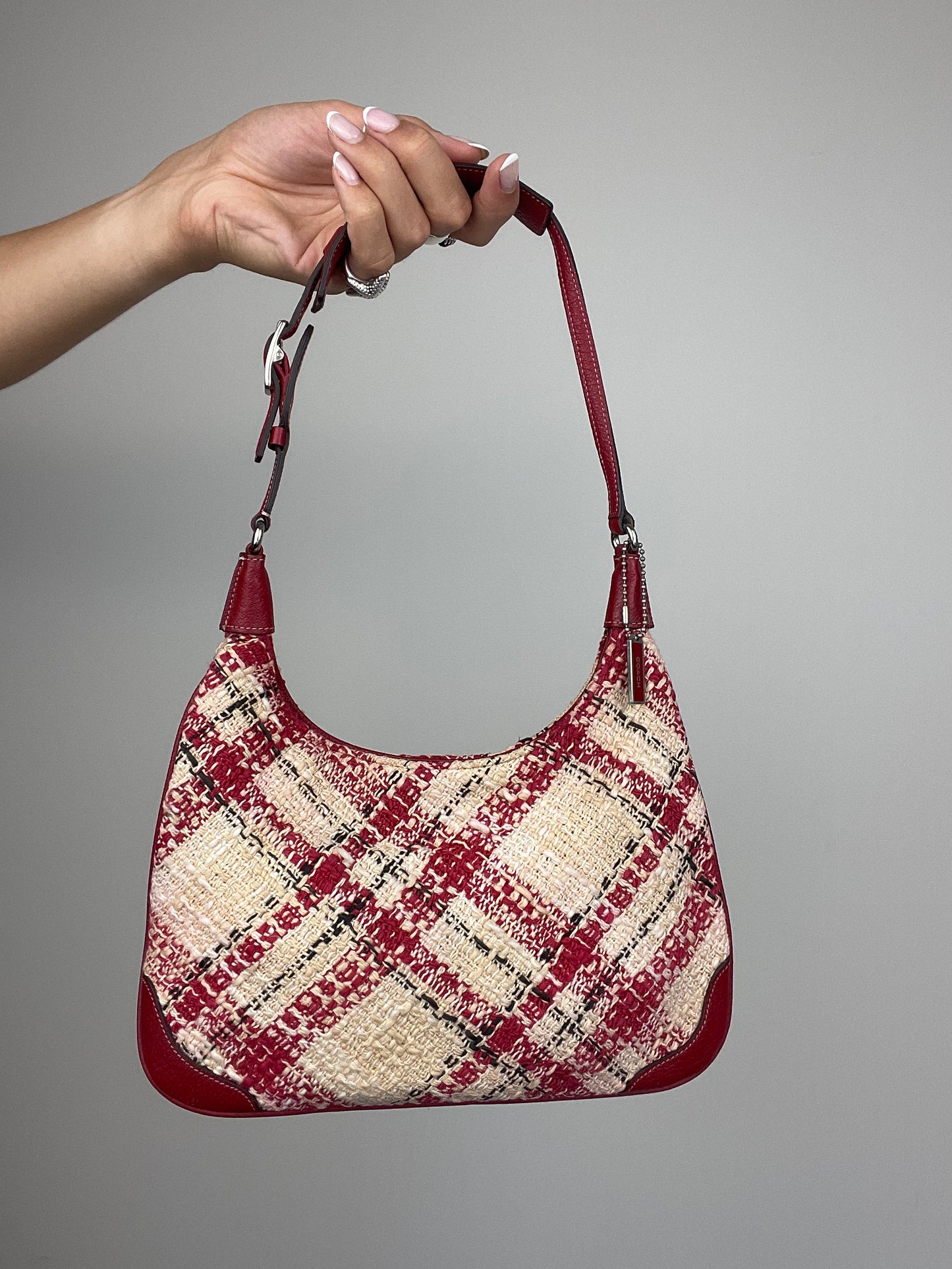 *RARE* Coach Curved Faylyn Tweed Plaid Shoulder Bag