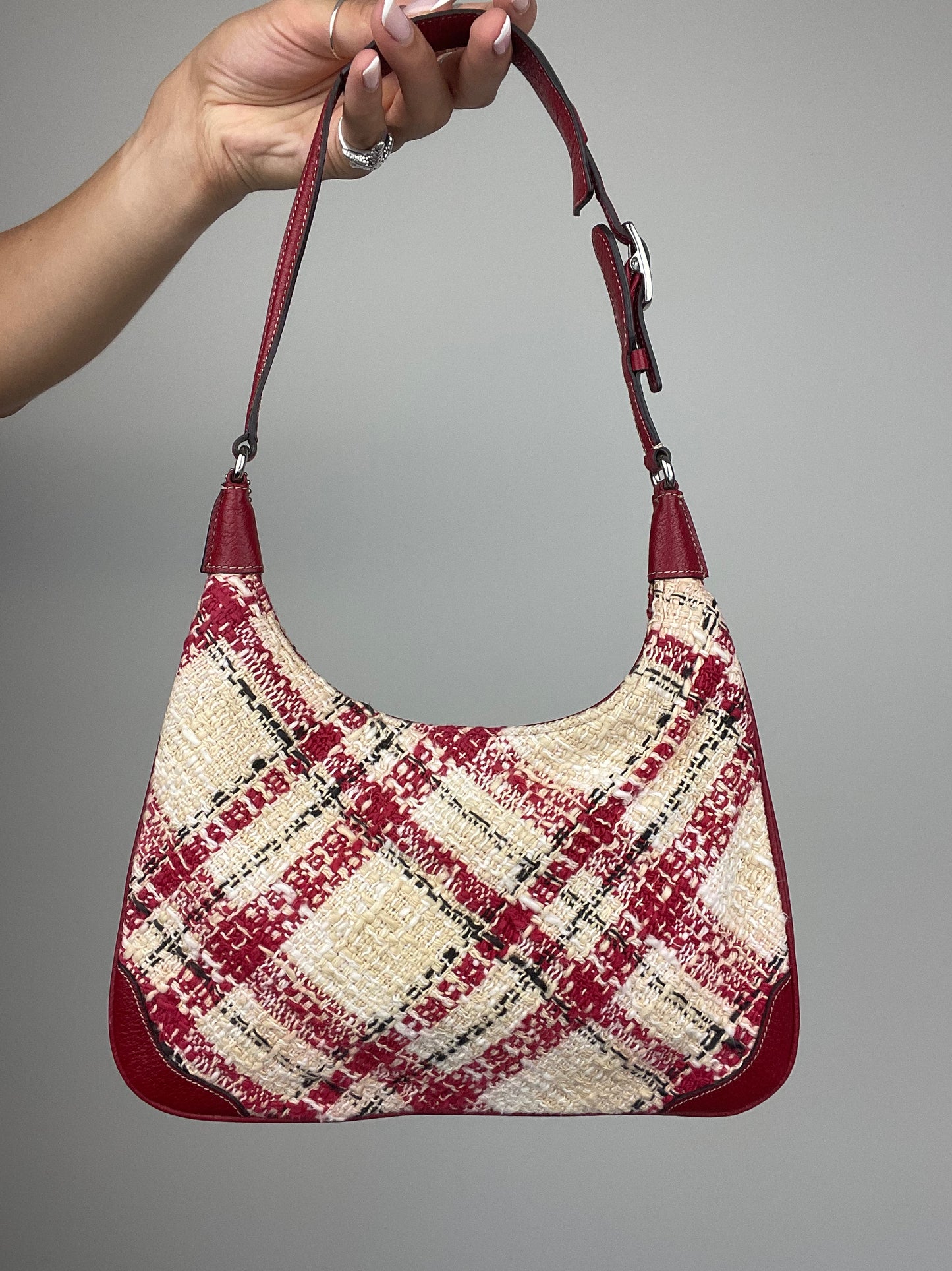 *RARE* Coach Curved Faylyn Tweed Plaid Shoulder Bag