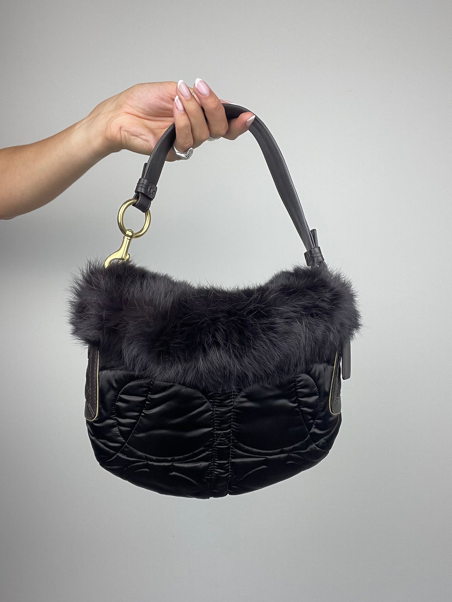 *RARE* Coach Rabbit Fur Hobo Bag in Brown