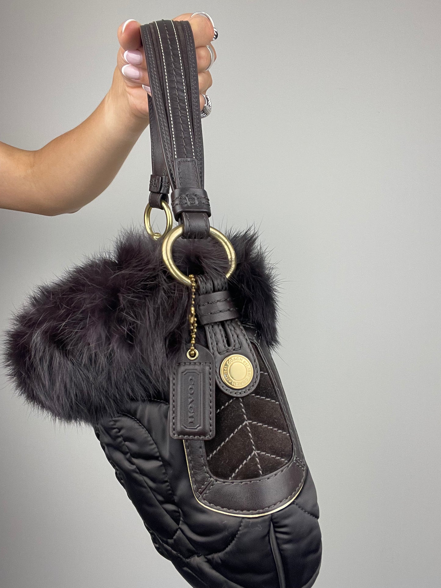 *RARE* Coach Rabbit Fur Hobo Bag in Brown