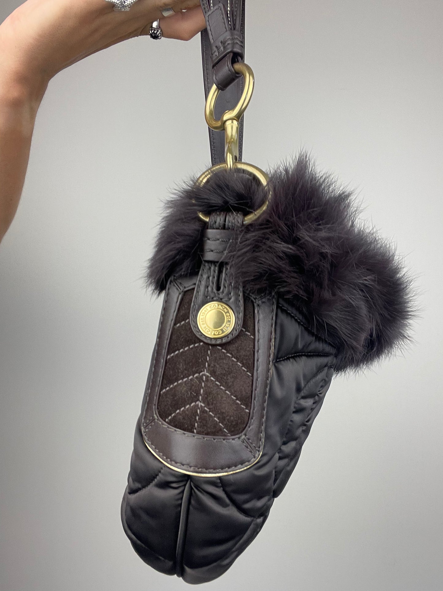 *RARE* Coach Rabbit Fur Hobo Bag in Brown