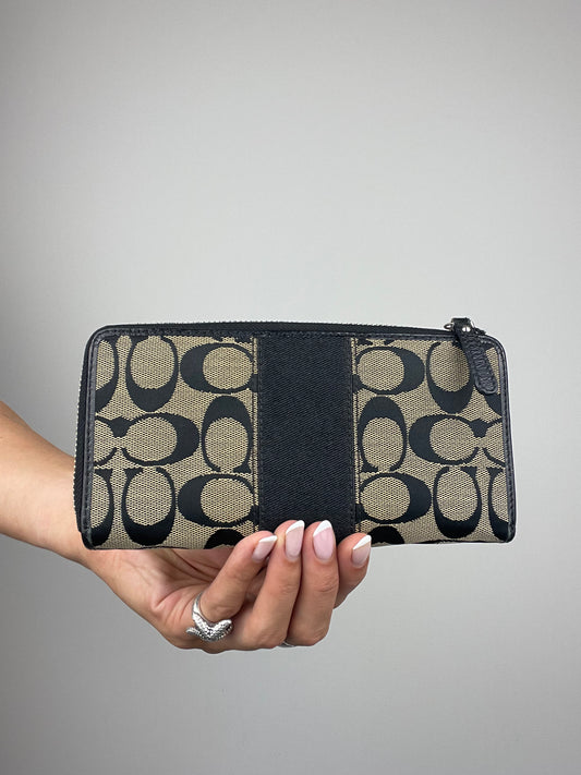 Coach Signature Stripe Wallet Black