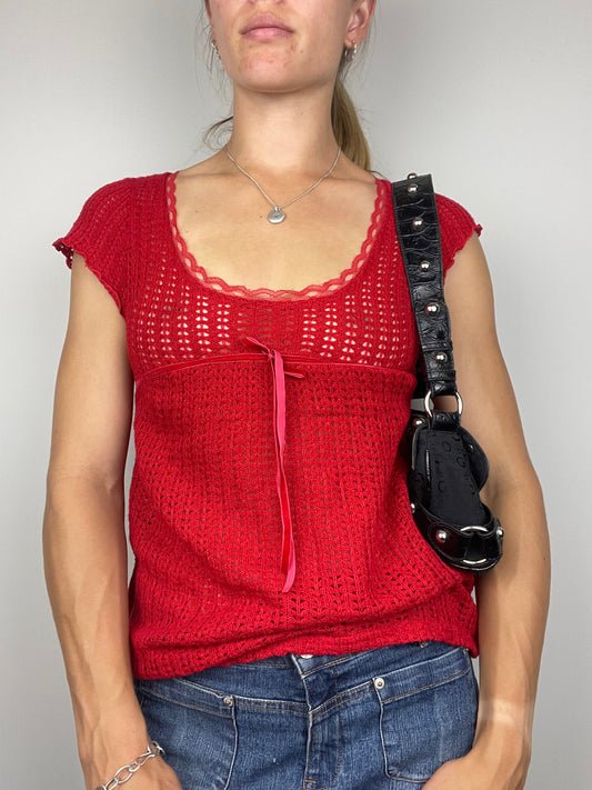 Red Crochet Baby Tee