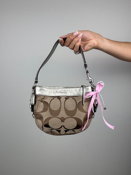 Coach Signature Mini Zoe Shoulder Bag in Silver