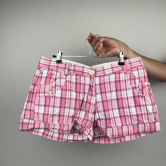 Pink Plaid Mini Shorts