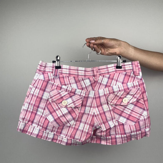 Pink Plaid Mini Shorts