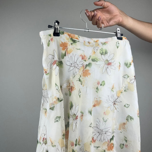 Yellow Asymmetric Summery Midi Skirt