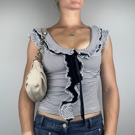 Striped 2000s Ruffle Baby Tee