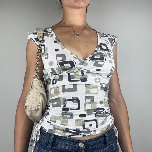 Geometric Baby Tee with Side Ties