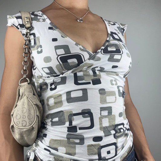 Geometric Baby Tee with Side Ties