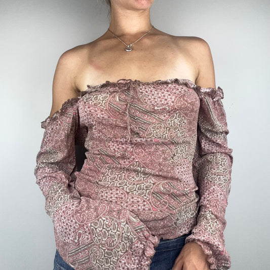 Bohemian Off Shoulder Long Sleeve Top