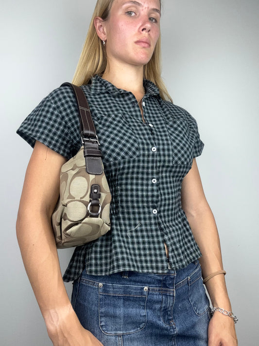Plaid Upcycled Cinch Blouse