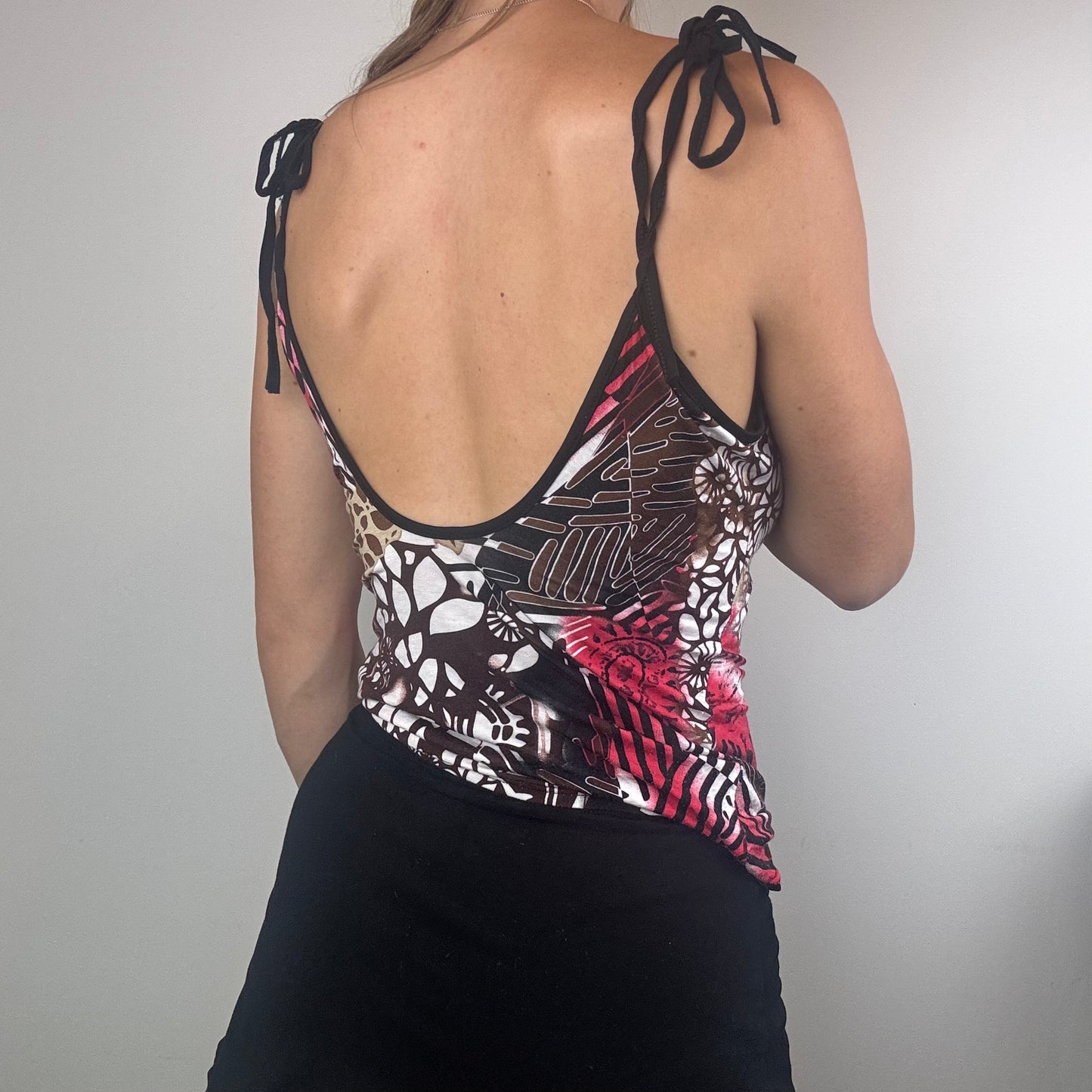 2000s Patterned Cami with Scooped Back