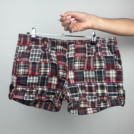 A&F Red Plaid Mini Shorts