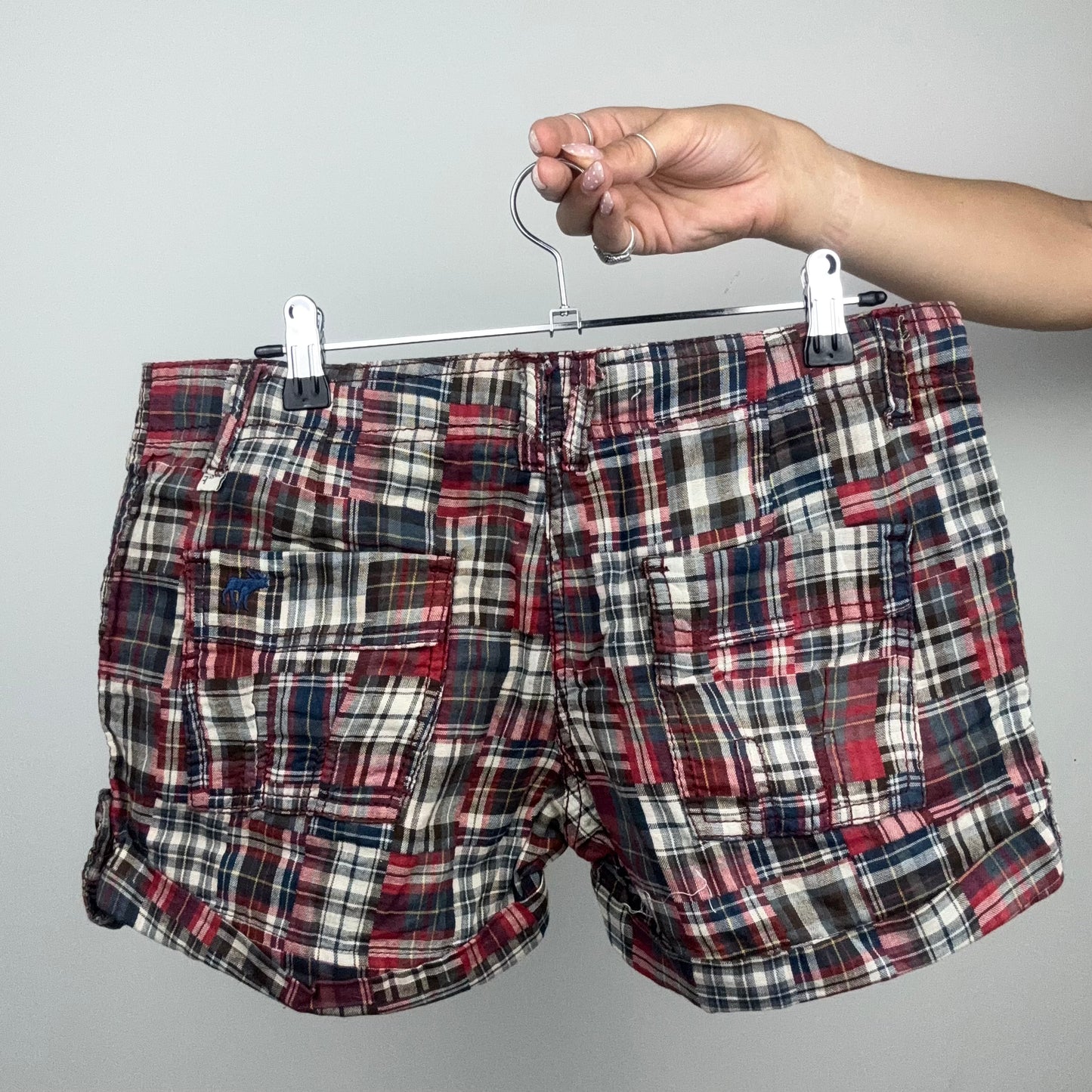 A&F Red Plaid Mini Shorts