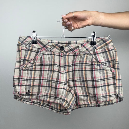 Linen Plaid Mini Shorts