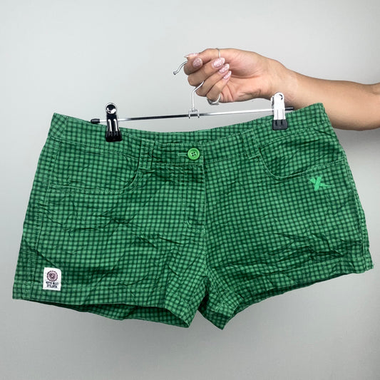 Green Plaid Mini Shorts