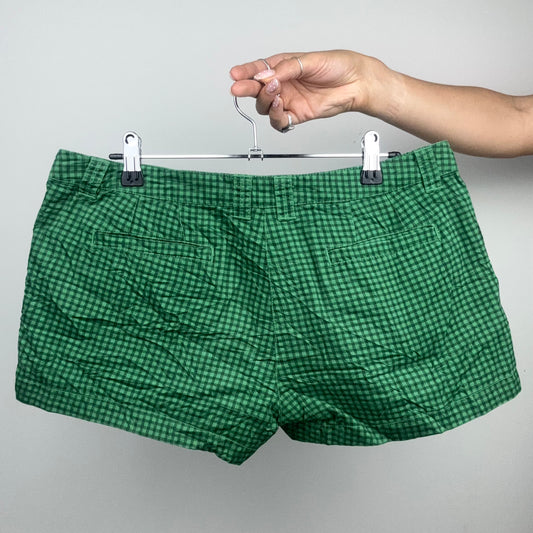 Green Plaid Mini Shorts