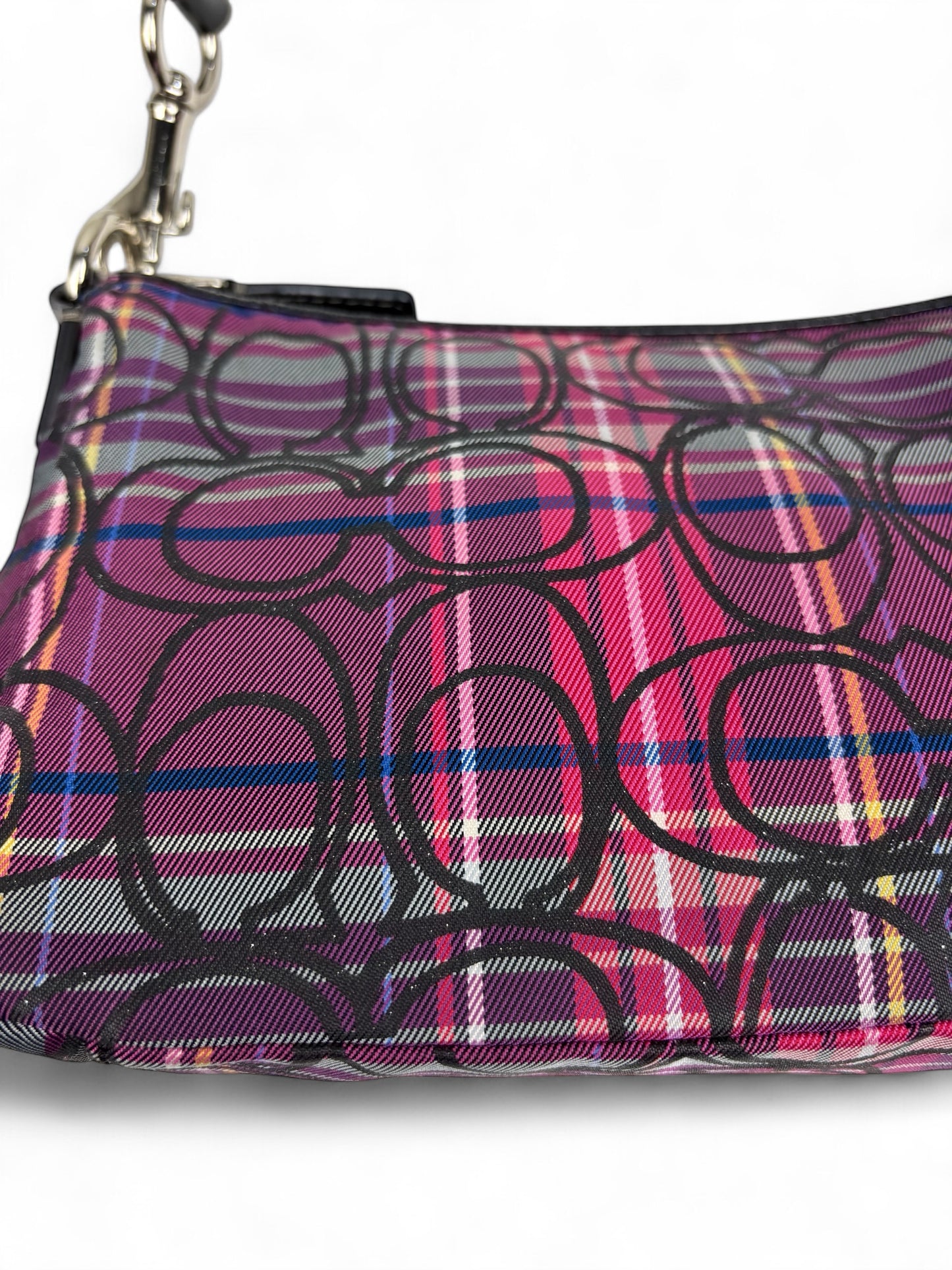 Coach Signature Plaid Glitter Mini Bag